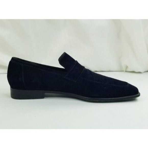 Gucci 7.5D Men s Black Suede Leather Slip On Metal Logo Strap Square Toe Loafers main image 7